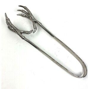 VTG Arthur Court Designs Chicken Claw Ice Tongs Silver Tone Metal Serving Tongs